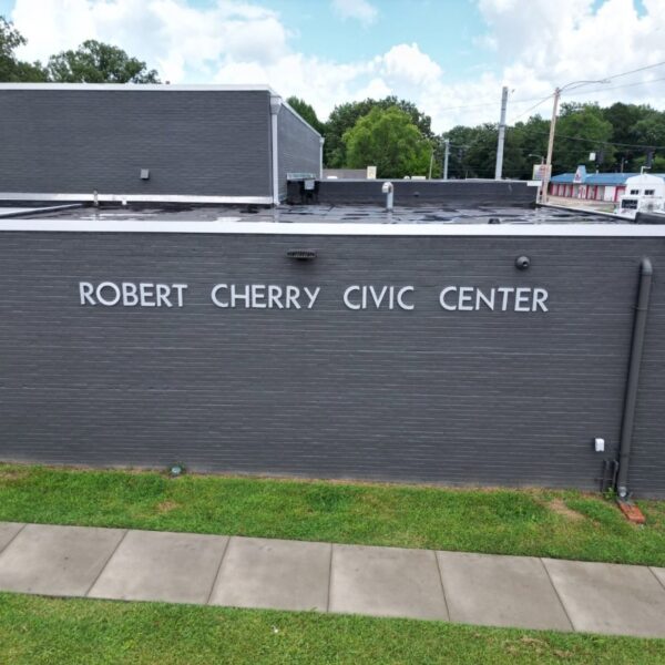 Robert Cherry Civic Center exterior in Paducah, KY, painted charcoal gray